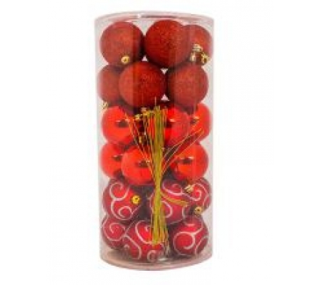 Sirocco 6cm Red Christmas Baubles, 30pcs
